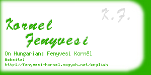 kornel fenyvesi business card